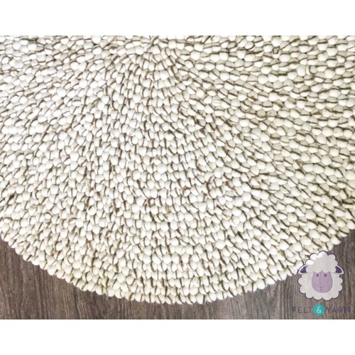 White Felt Ball with Stripe Rug