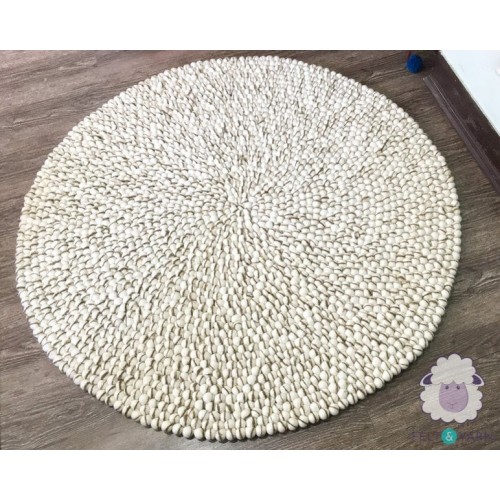 White Felt Ball with Stripe Rug