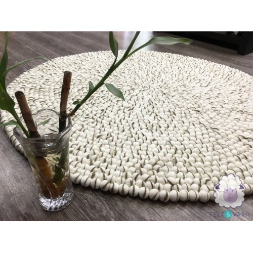 White Felt Ball with Stripe Rug