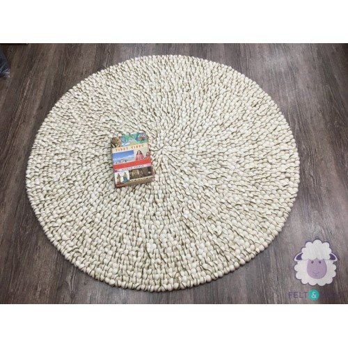 White Felt Ball with Stripe Rug