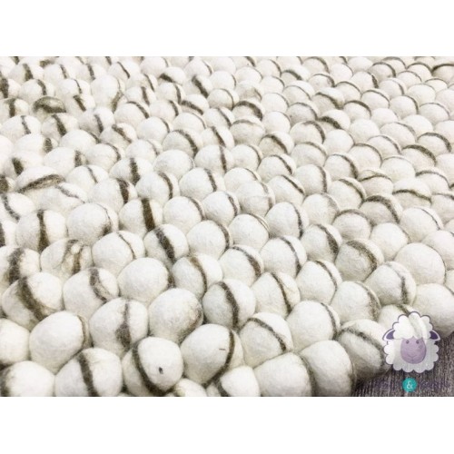 White Felt Ball with Stripe Rug