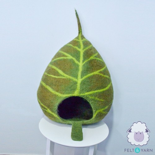 Handmade Felt Leaf Design Cat House