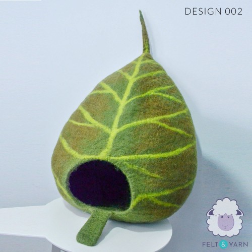 Handmade Felt Leaf Design Cat House