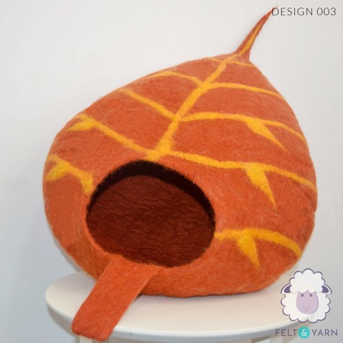 Handmade Felt Leaf Design Cat House