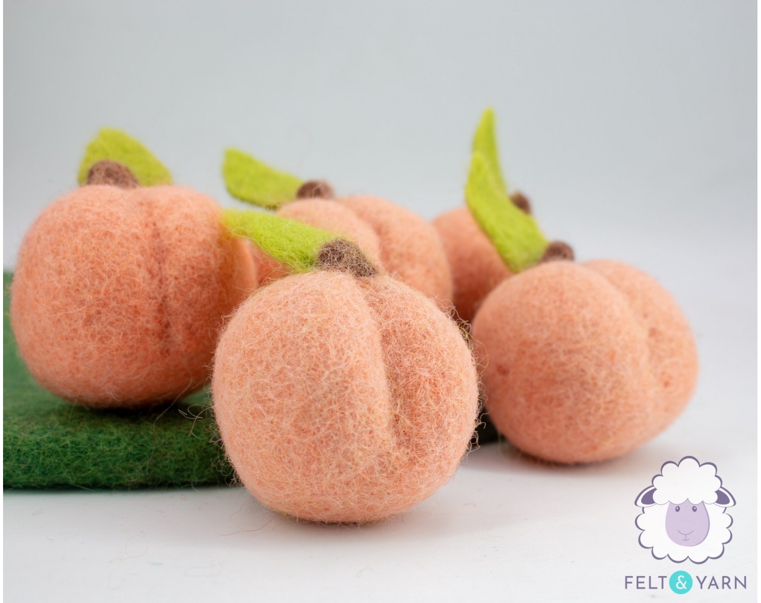 3cm and 5cm Wool Felt Peaches | Felt Fruit Set