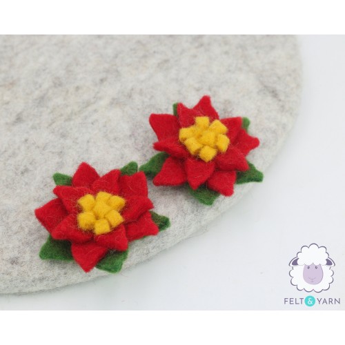 Red Felt Poinsettia Flower