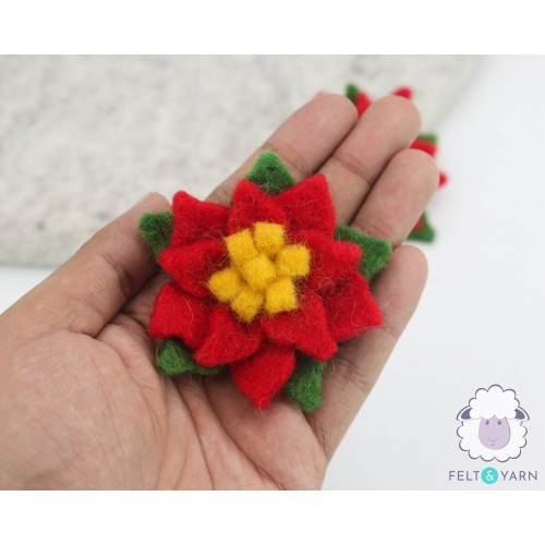 Red Felt Poinsettia Flower