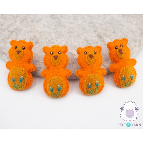 7-8 cm Orange Felt Bear