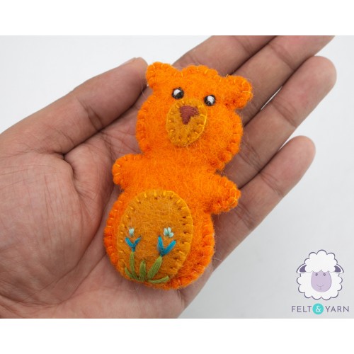 7-8 cm Orange Felt Bear