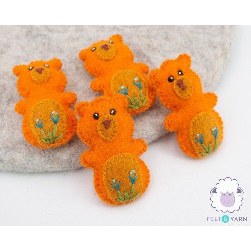 7-8 cm Orange Felt Bear