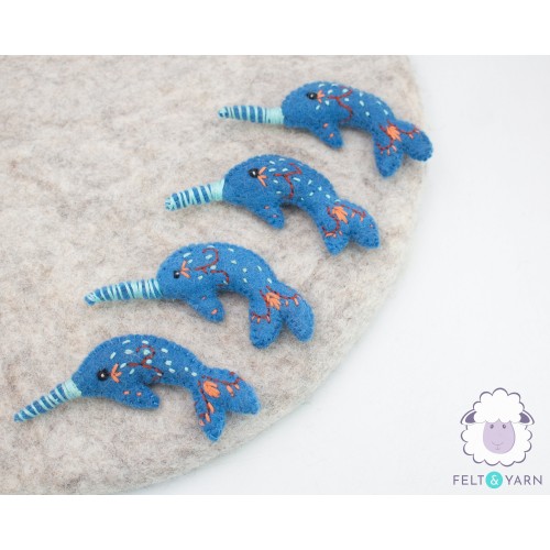 7cm Mini Blue Felt Dolphin