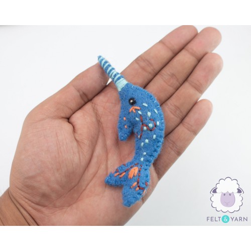 7cm Mini Blue Felt Dolphin