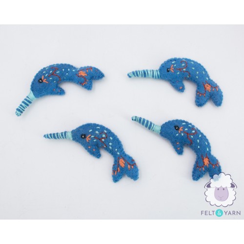 7cm Mini Blue Felt Dolphin
