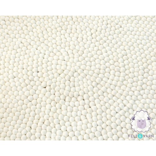 Cream White Wool Felt Ball Rug