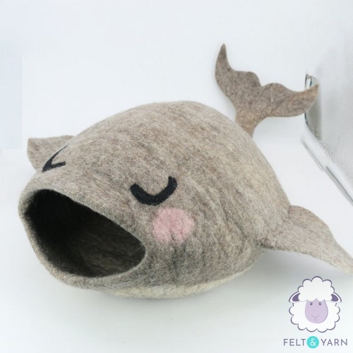 Whale Design Wool Felt Cat House