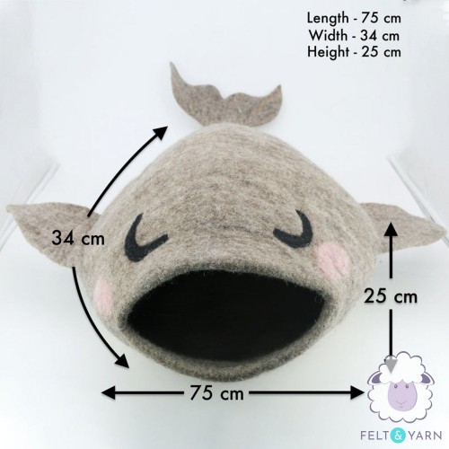 Whale Design Wool Felt Cat House