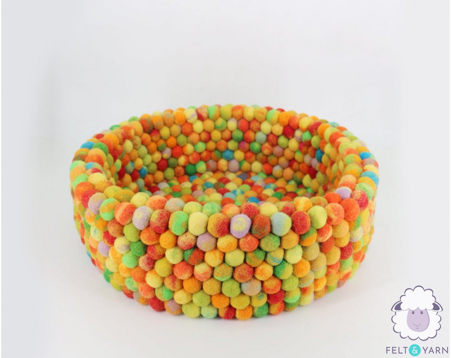 Multicolor Tie-dye Felt Ball Dog Bed