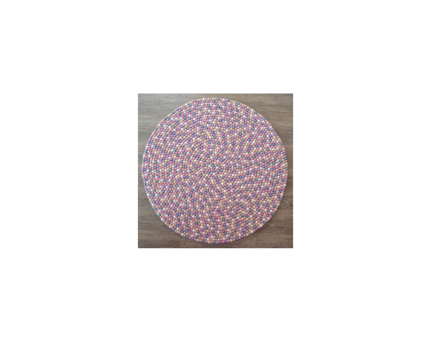 Pastel Color Round Felt Ball Rug