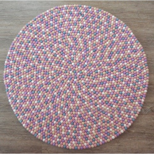 Pastel Color Round Felt Ball Rug