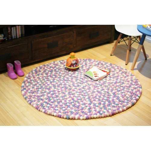 Pastel Color Round Felt Ball Rug