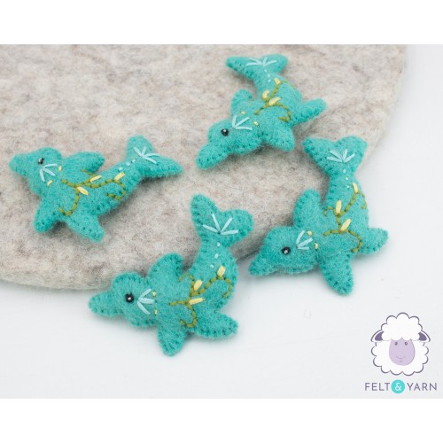 7cm Turquoise Colored Mini Felt Fish