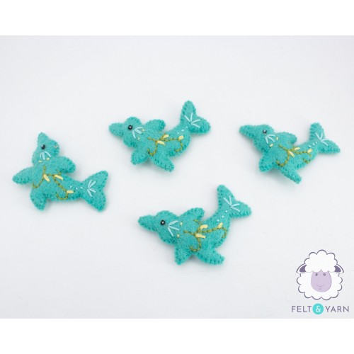 7cm Turquoise Colored Mini Felt Fish