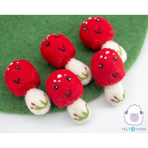 Happy Mini Felt Mushroom