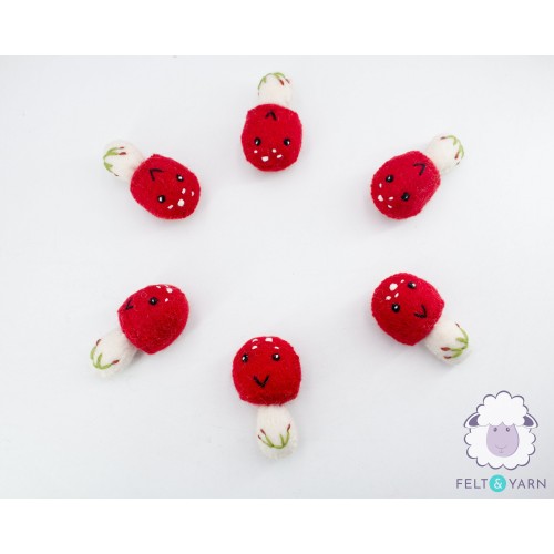 Happy Mini Felt Mushroom