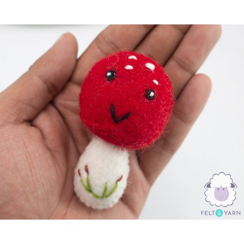 Happy Mini Felt Mushroom