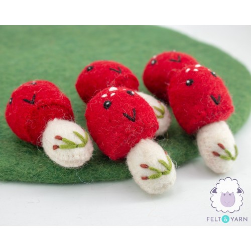 Happy Mini Felt Mushroom