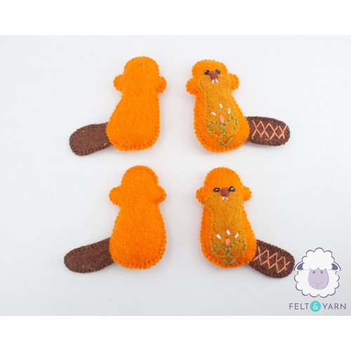 7cm Mini Felt Orange Beaver