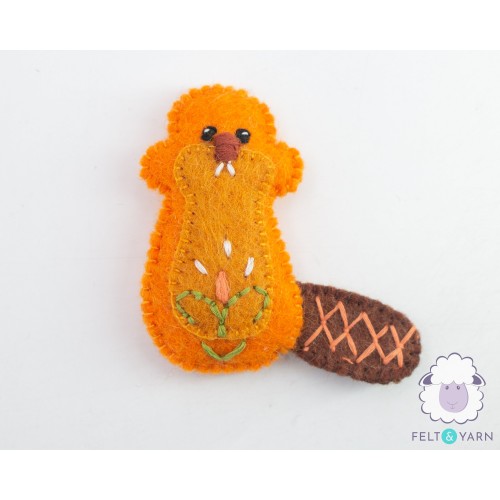 7cm Mini Felt Orange Beaver