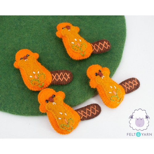7cm Mini Felt Orange Beaver