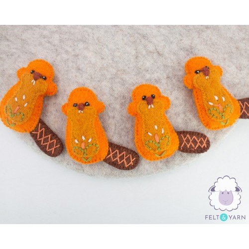 7cm Mini Felt Orange Beaver