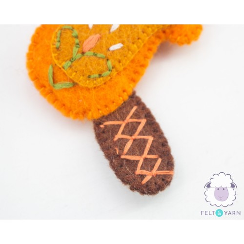 7cm Mini Felt Orange Beaver
