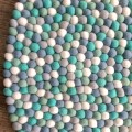 Blue and Light Grey Felt Ball Rug