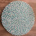 Blue and Light Grey Felt Ball Rug