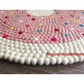 Pink Donut Felt Ball Rug