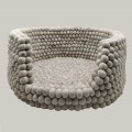 Grey Felt Ball Bolster Dog Bed