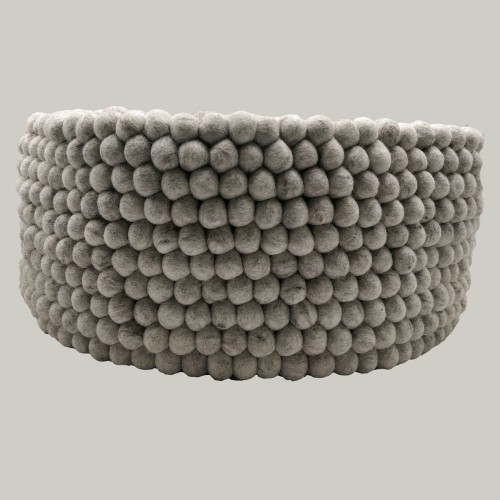 Grey Felt Ball Bolster Dog Bed