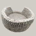 Grey Felt Ball Bolster Dog Bed