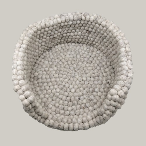 Grey Felt Ball Bolster Dog Bed