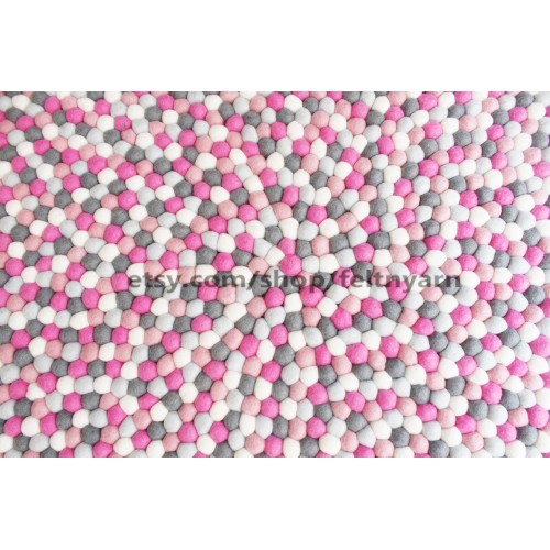 Rosy Pink Round Felt Ball Rug