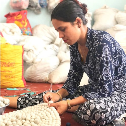 Rosy Pink Round Felt Ball Rug