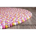 Pinkish Yellow Colored Felt Ball Rug