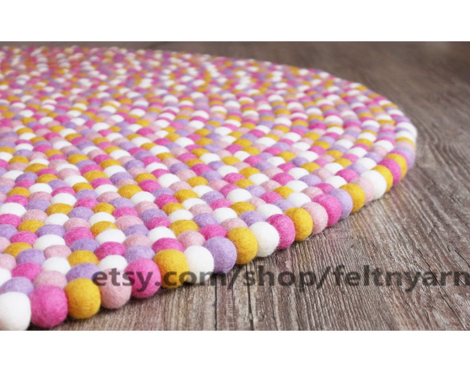 Blue Felt Ball Rug - Felt Ball Rug USA