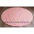 Pinkish Yellow Colored Felt Ball Rug