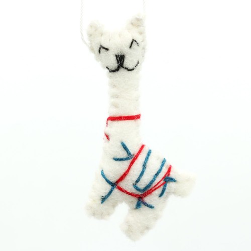 7x4cm White Felt Llama