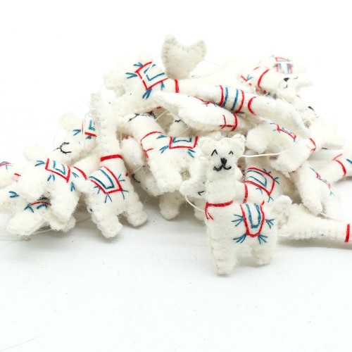 7x4cm White Felt Llama