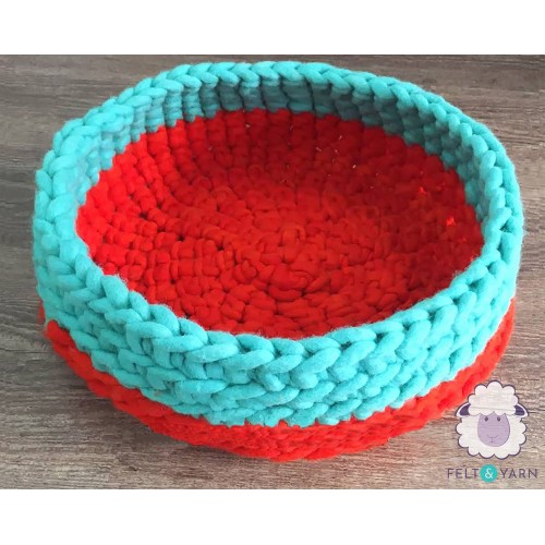 Chunky Knit Design Felt Round Dog Bed